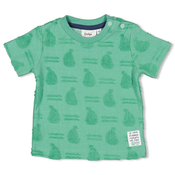 Jongens T-shirt AO badstof - Seaside Happiness van Feetje in de kleur Groen in maat 86.