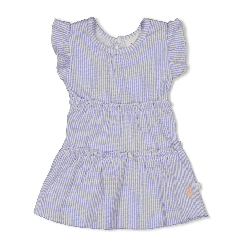 Meisjes Jurk crinkle streep k/m - Sea La Vie van Feetje in de kleur Lavendel in maat 86.