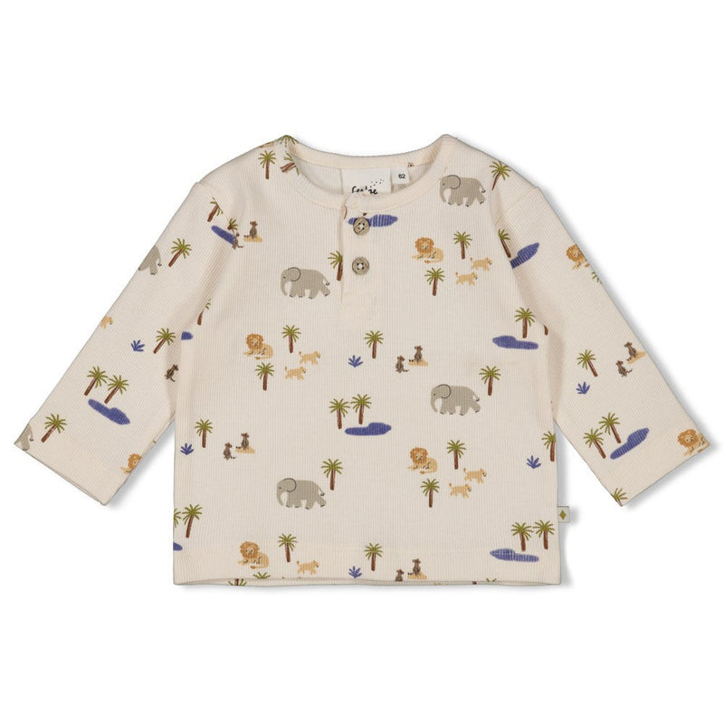 Jongens Longsleeve rib AOP - Safari Savage van Feetje in de kleur Offwhite in maat 86.