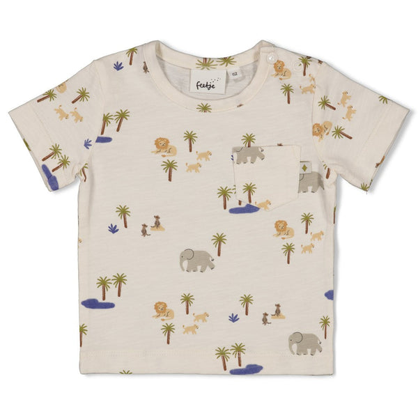 Jongens T-shirt AOP - Safari Savage van Feetje in de kleur Offwhite in maat 86.