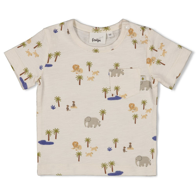 Jongens T-shirt AOP - Safari Savage van Feetje in de kleur Offwhite in maat 86.