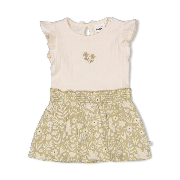 Meisjes Jurk AOP k/m - Let Your Dreams Blossom van Feetje in de kleur Groen in maat 86.