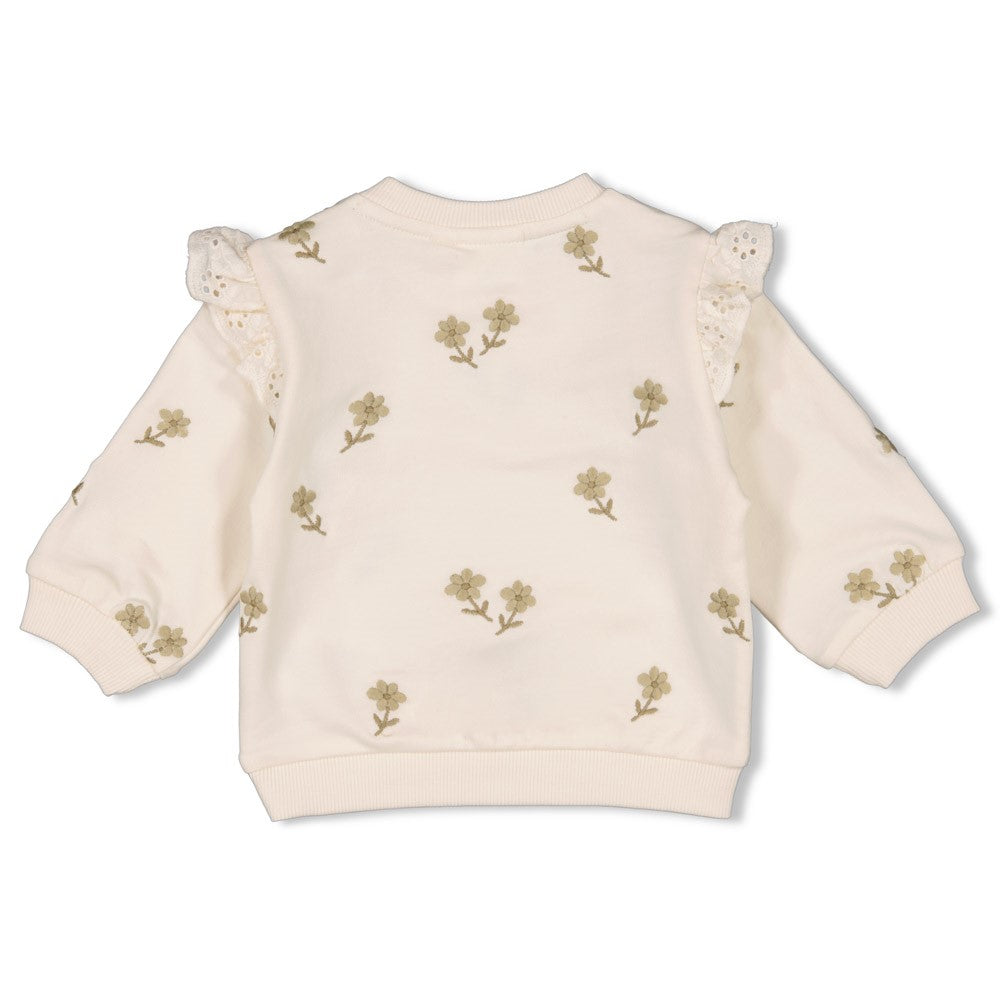 Meisjes Sweater AO embroidery relaxed fit - Let Your Dreams Blossom van Feetje in de kleur Offwhite in maat 86.