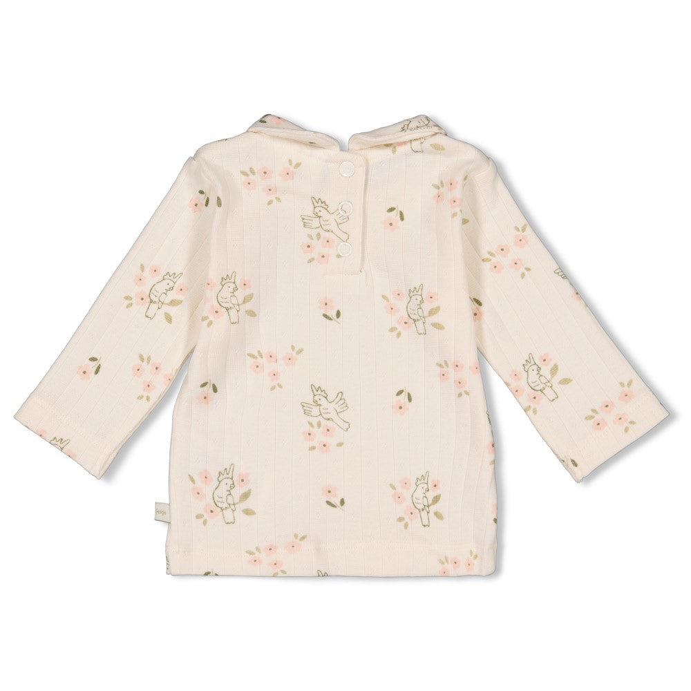 Meisjes Longsleeve pointelle rib AOP - Let Your Dreams Blossom van Feetje in de kleur Offwhite in maat 86.
