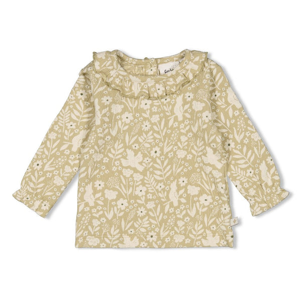 Meisjes Longsleeve crinkle ruches AOP - Let Your Dreams Blossom van Feetje in de kleur Groen in maat 86.