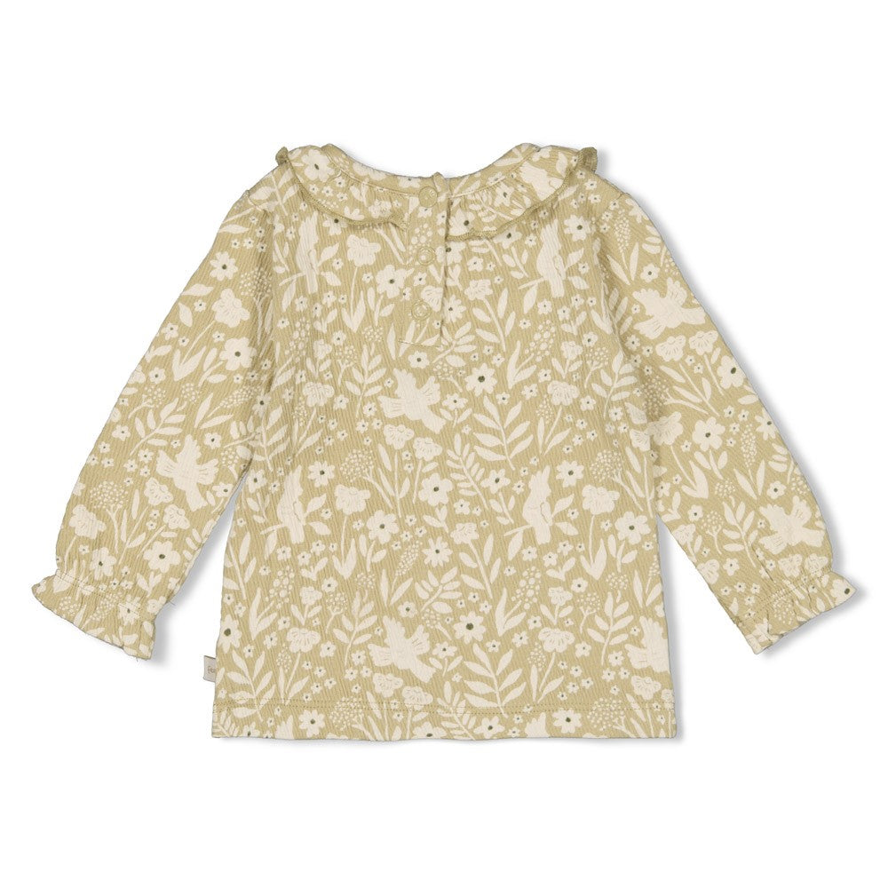 Meisjes Longsleeve crinkle ruches AOP - Let Your Dreams Blossom van Feetje in de kleur Groen in maat 86.