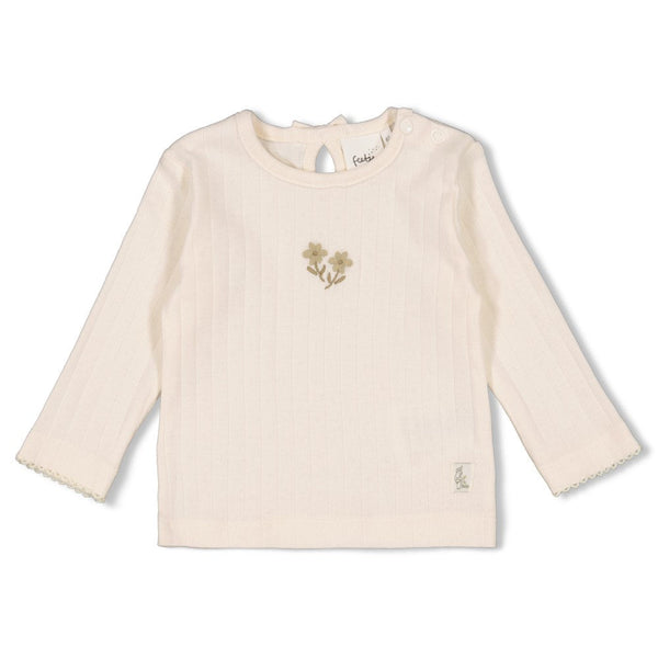 Meisjes Longsleeve pointelle rib - Let Your Dreams Blossom van Feetje in de kleur Offwhite in maat 86.
