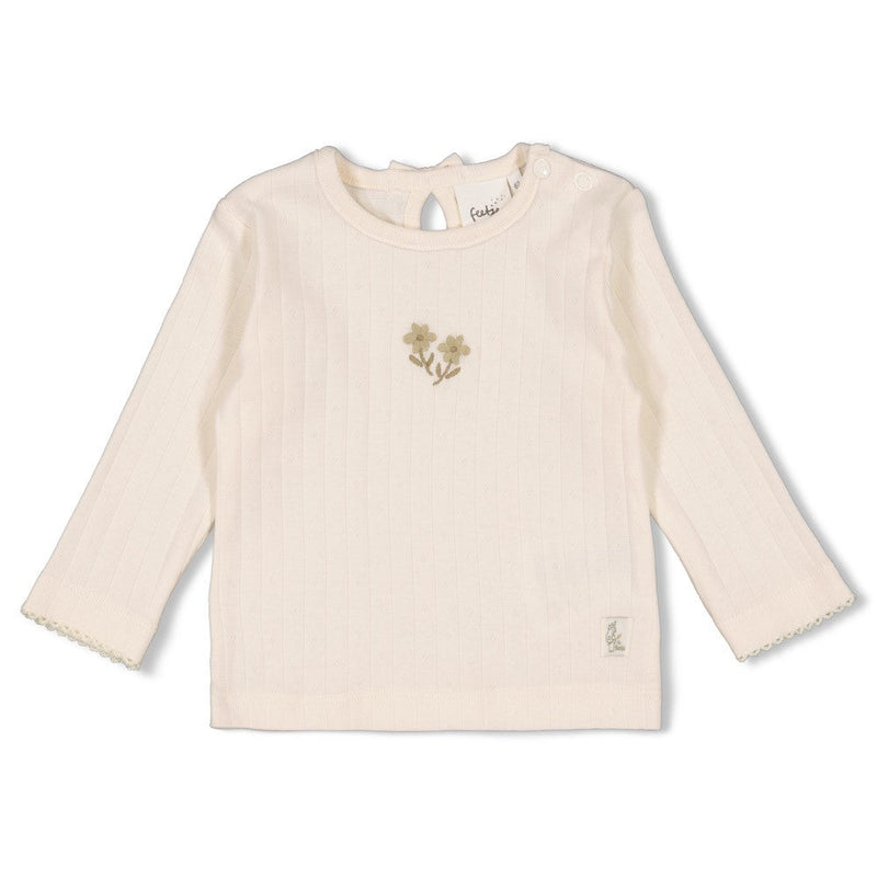 Meisjes Longsleeve pointelle rib - Let Your Dreams Blossom van Feetje in de kleur Offwhite in maat 86.