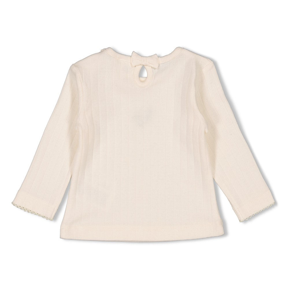 Meisjes Longsleeve pointelle rib - Let Your Dreams Blossom van Feetje in de kleur Offwhite in maat 86.