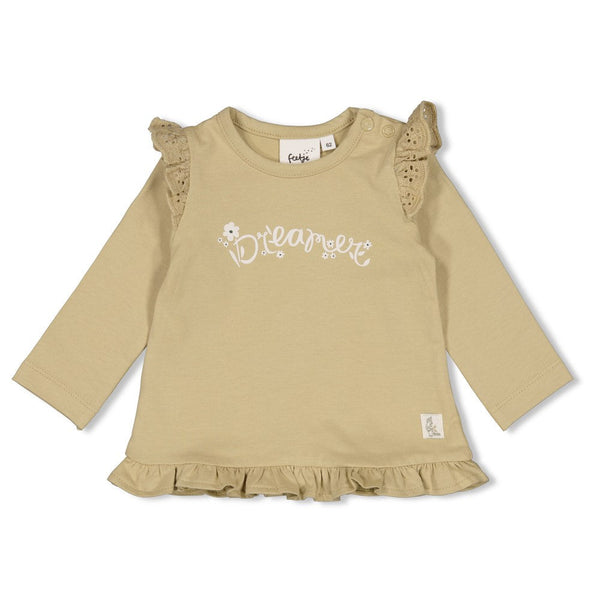 Meisjes Longsleeve ruches - Let Your Dreams Blossom van Feetje in de kleur Groen in maat 86.
