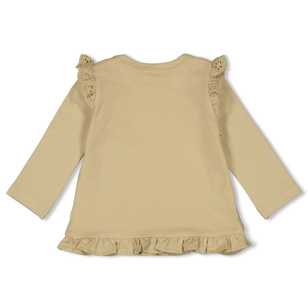 Meisjes Longsleeve ruches - Let Your Dreams Blossom van Feetje in de kleur Groen in maat 86.