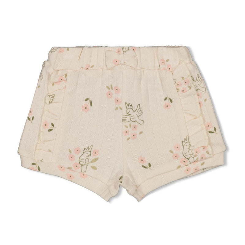 Meisjes Short pointelle rib AOP - Let Your Dreams Blossom van Feetje in de kleur Offwhite in maat 86.