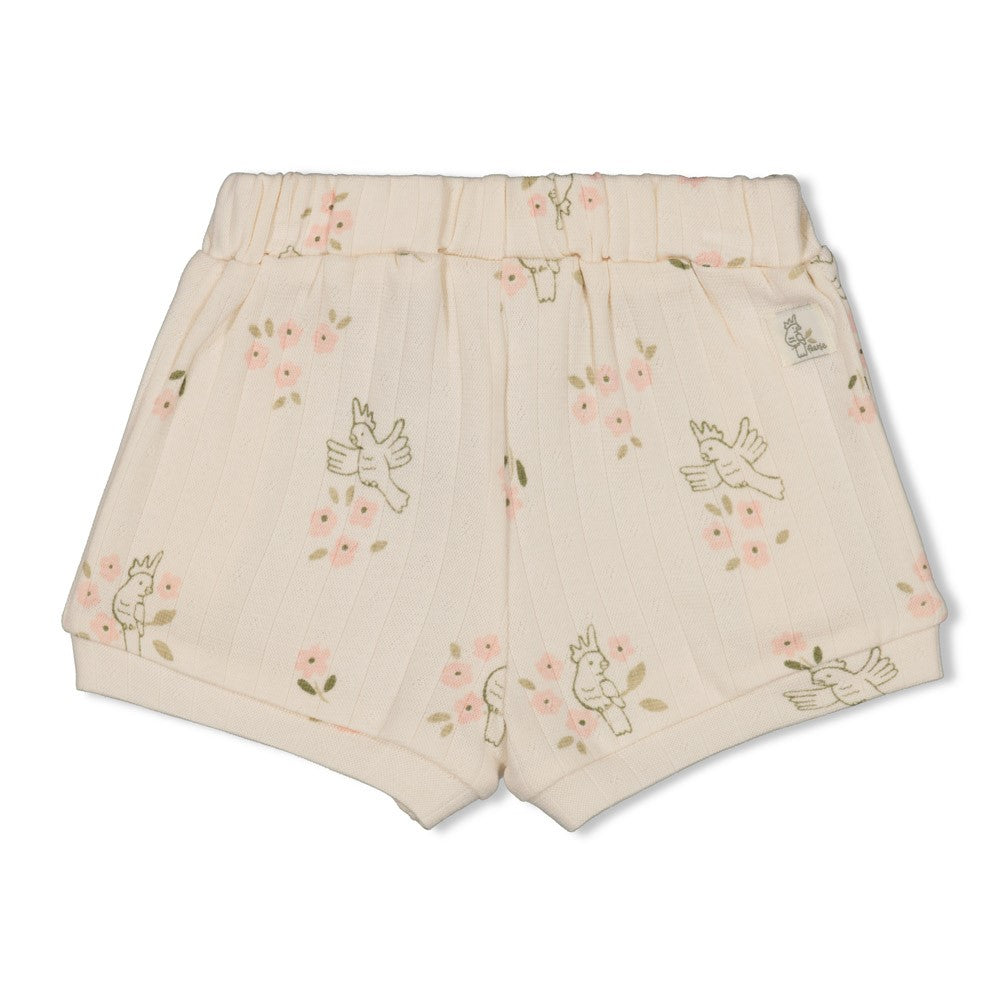 Meisjes Short pointelle rib AOP - Let Your Dreams Blossom van Feetje in de kleur Offwhite in maat 86.