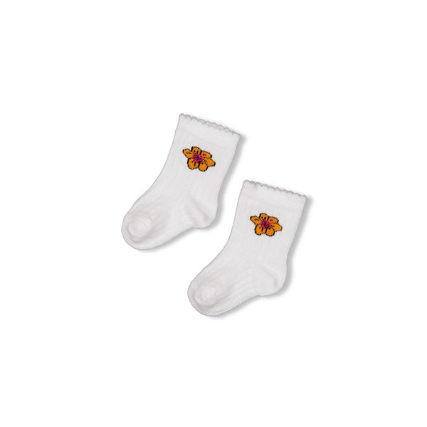 Meisjes Sokken - Love Peace Aloha van Feetje in de kleur Wit in maat 56-62.
