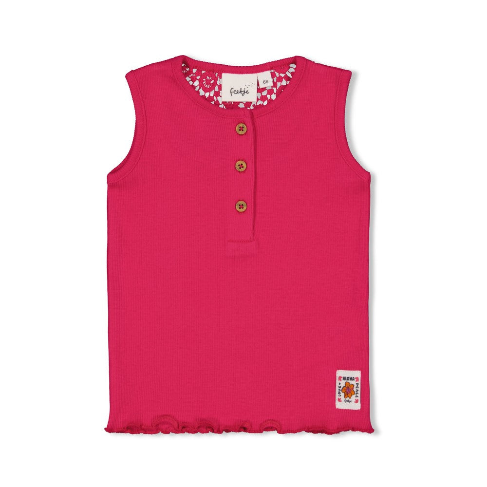 Feetje Singlet rib met crochet rugdetail - Love Peace Aloha