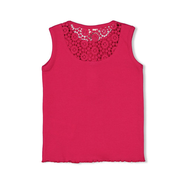 Feetje Singlet rib met crochet rugdetail - Love Peace Aloha