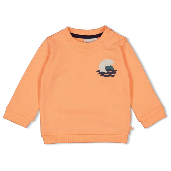 Jongens Sweater - Lagoon Legends van Feetje in de kleur Neon Oranje in maat 86.