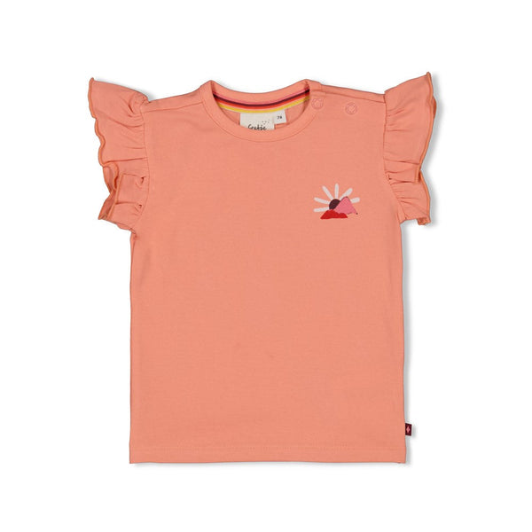 Meisjes T-shirt - Salsa Sunset van Feetje in de kleur Zalm in maat 86.
