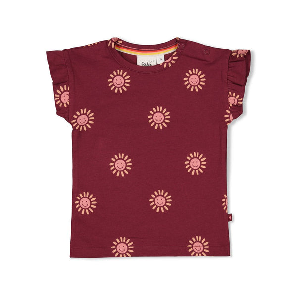 Meisjes T-shirt AOP - Salsa Sunset van Feetje in de kleur Bordeaux in maat 86.