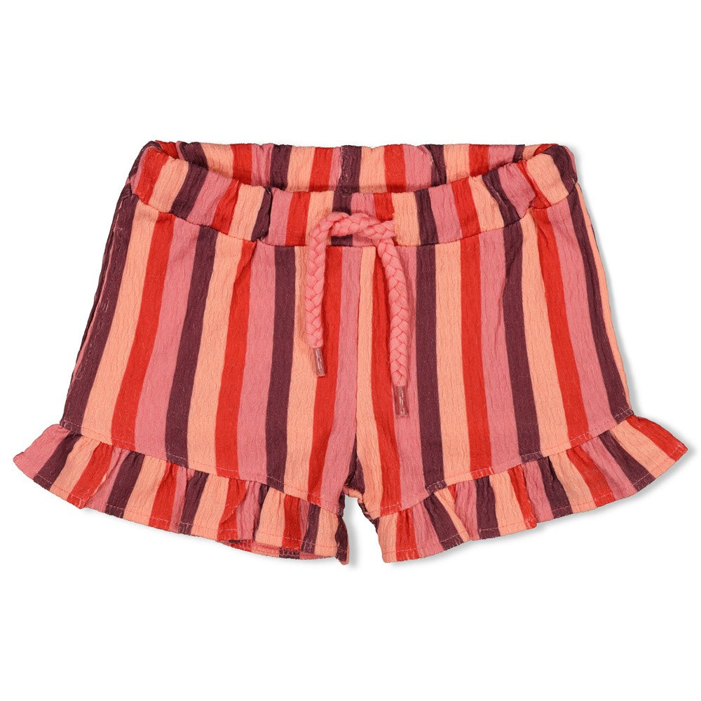 Feetje Short streep seersucker - Salsa Sunset