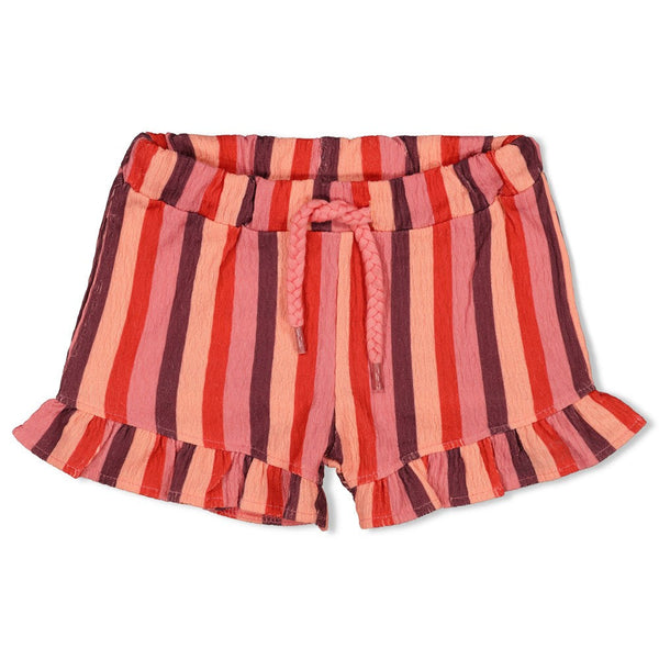 Meisjes Short streep seersucker - Salsa Sunset van Feetje in de kleur Zalm in maat 86.