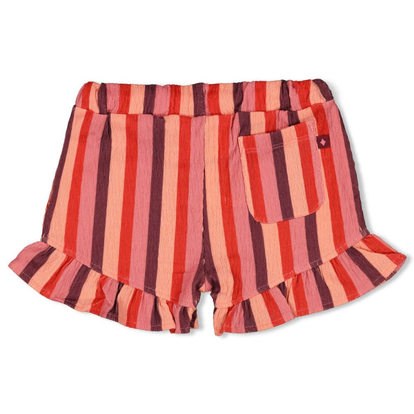 Feetje Short streep seersucker - Salsa Sunset