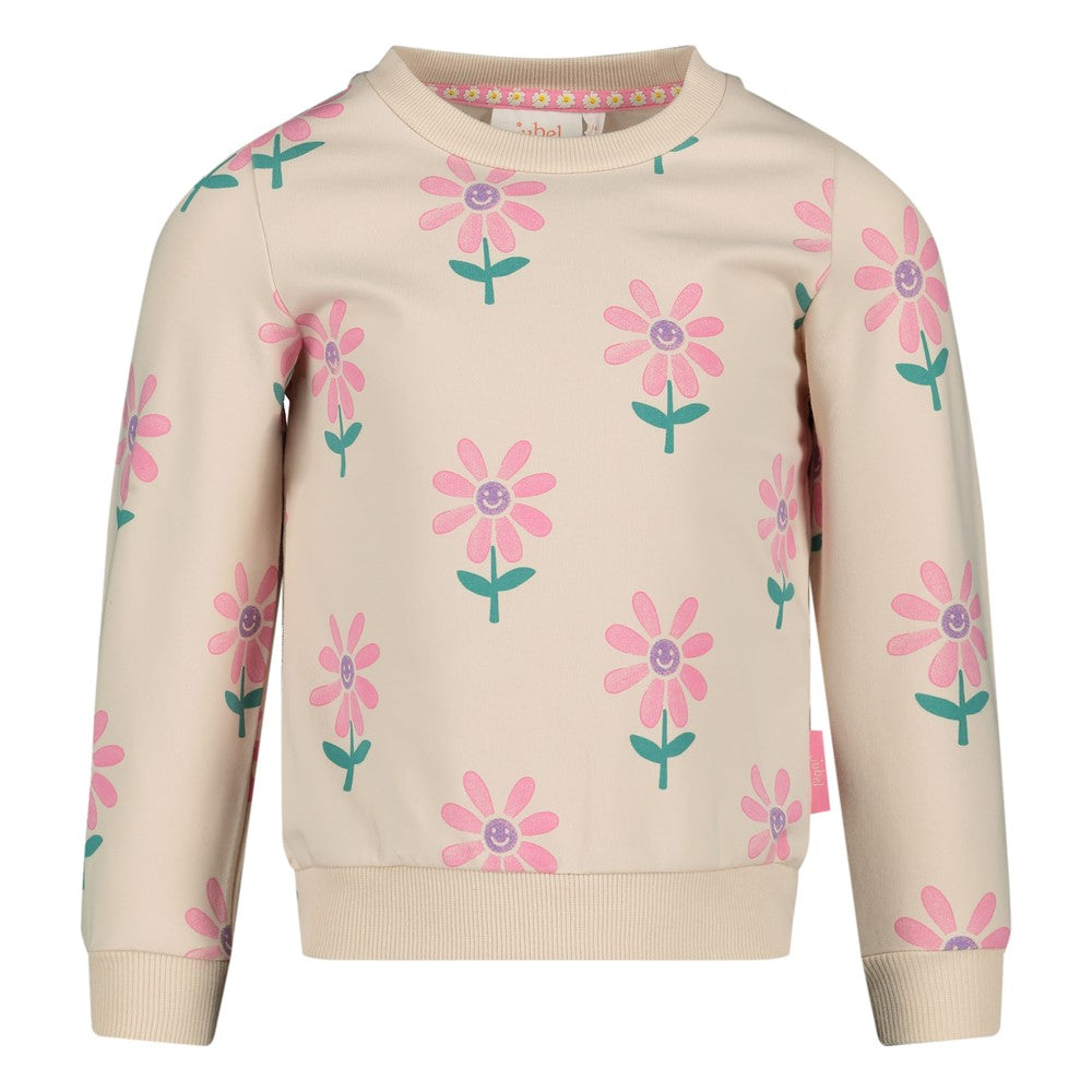 Meisjes Sweater AOP - Rolling into Spring van Jubel in de kleur Offwhite in maat 128.