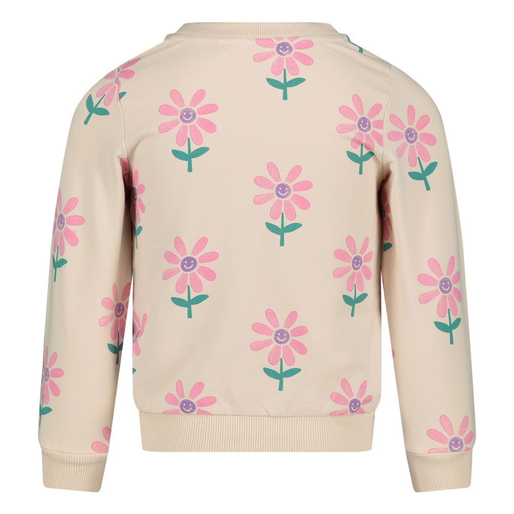 Meisjes Sweater AOP - Rolling into Spring van Jubel in de kleur Offwhite in maat 128.