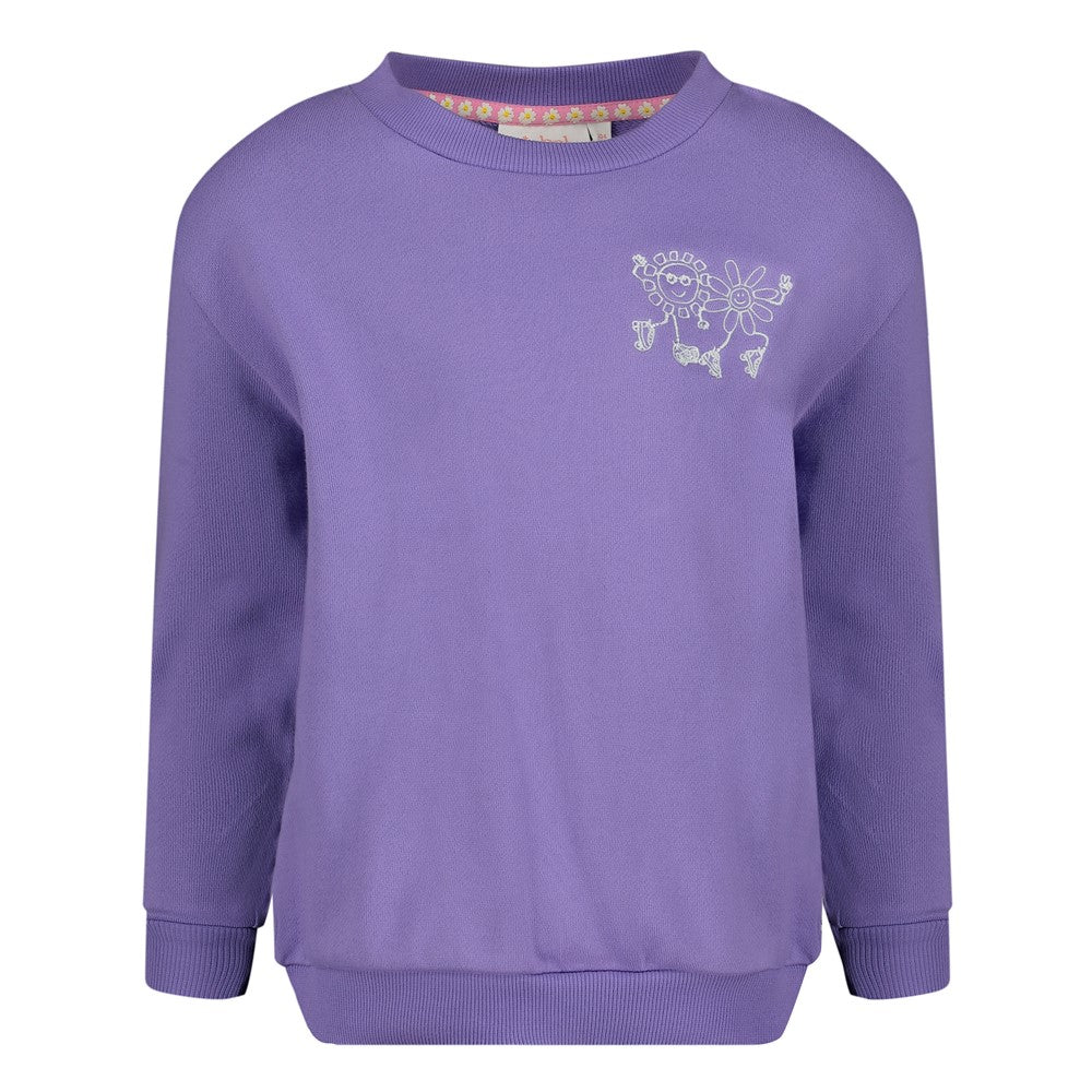 Meisjes Sweater met backprint - Rolling into Spring van Jubel in de kleur Paars in maat 128.