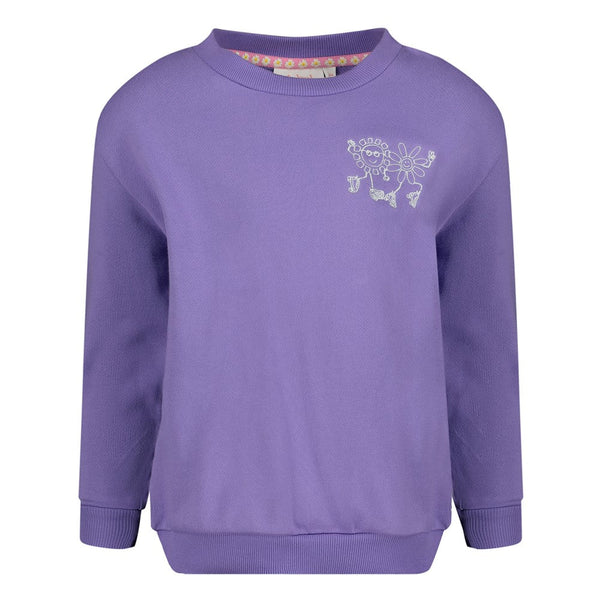 Meisjes Sweater met backprint - Rolling into Spring van Jubel in de kleur Paars in maat 128.