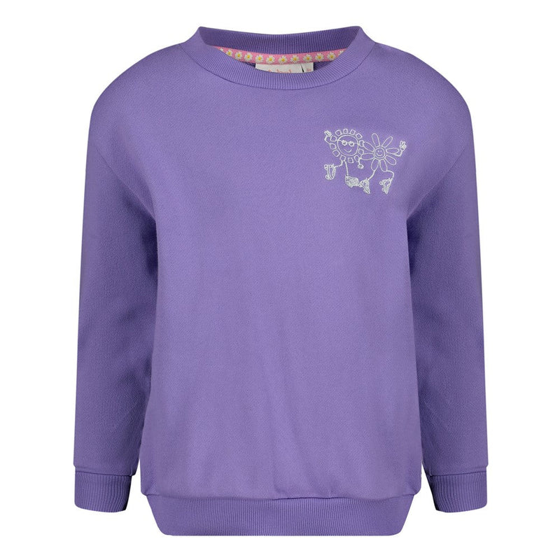 Meisjes Sweater met backprint - Rolling into Spring van Jubel in de kleur Paars in maat 128.