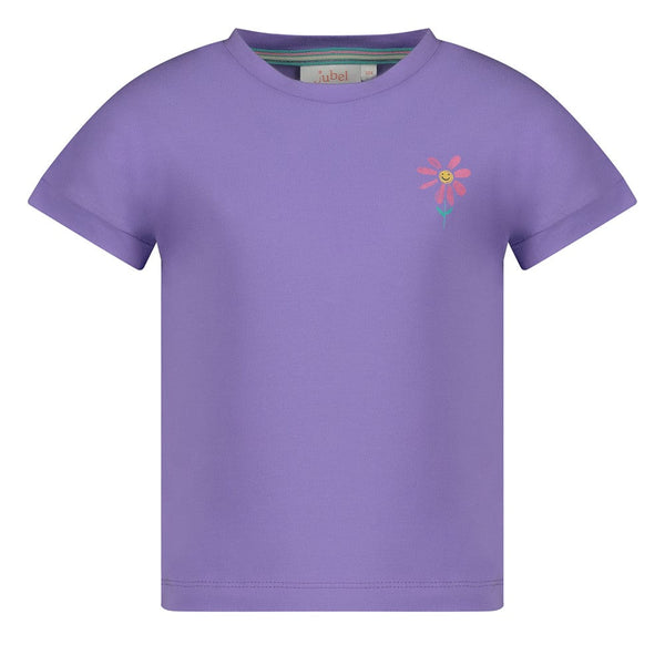 Meisjes T-shirt met backprint - Rolling in to Spring van Jubel in de kleur Paars in maat 128.