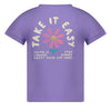 Meisjes T-shirt met backprint - Rolling in to Spring van Jubel in de kleur Paars in maat 128.