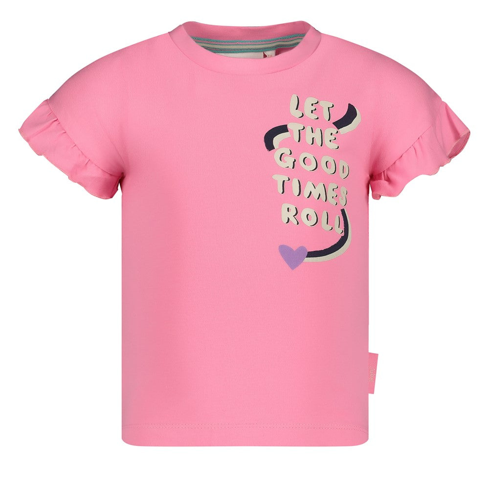 Meisjes T-shirt - Rolling into Spring van Jubel in de kleur Roze in maat 128.