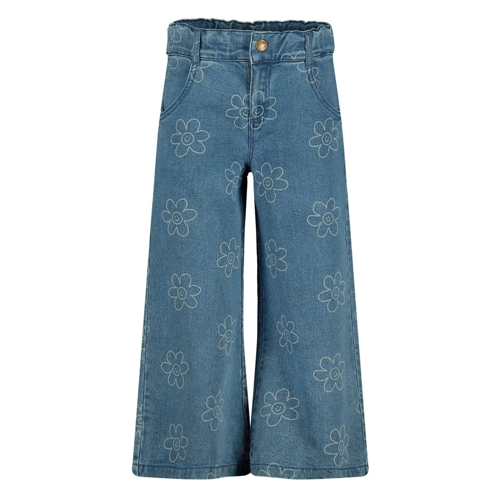 Meisjes Jeans wide leg AOP - Rolling into Spring van Jubel in de kleur L.blauw denim in maat 128.