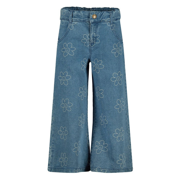 Meisjes Jeans wide leg AOP - Rolling into Spring van Jubel in de kleur L.blauw denim in maat 128.