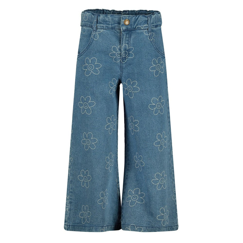 Meisjes Jeans wide leg AOP - Rolling into Spring van Jubel in de kleur L.blauw denim in maat 128.