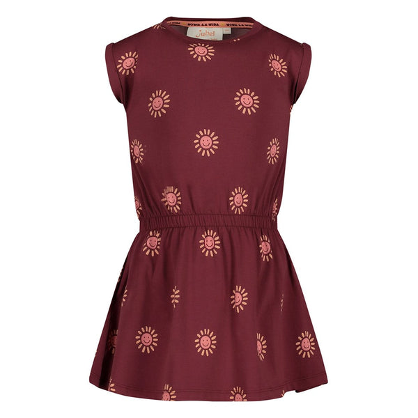 Meisjes Jurk AOP - Salsa Sunset van Jubel in de kleur Bordeaux in maat 128.