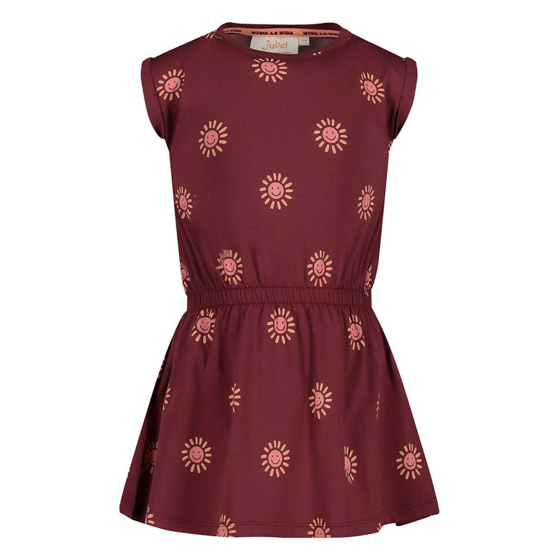 Meisjes Jurk AOP - Salsa Sunset van Jubel in de kleur Bordeaux in maat 128.