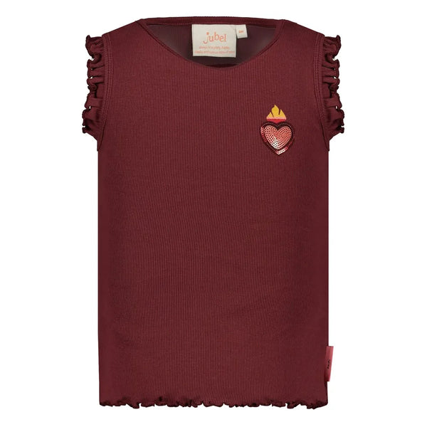 Meisjes Singlet rib - Salsa Sunset van Jubel in de kleur Bordeaux in maat 128.