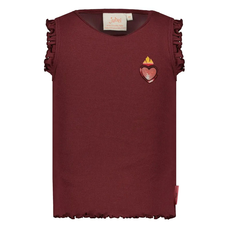 Meisjes Singlet rib - Salsa Sunset van Jubel in de kleur Bordeaux in maat 128.