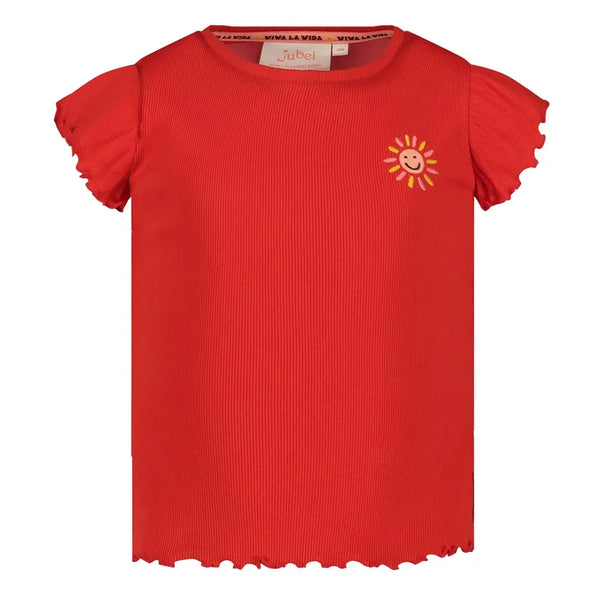 Meisjes T-shirt rib - Salsa Sunset van Jubel in de kleur Rood in maat 128.