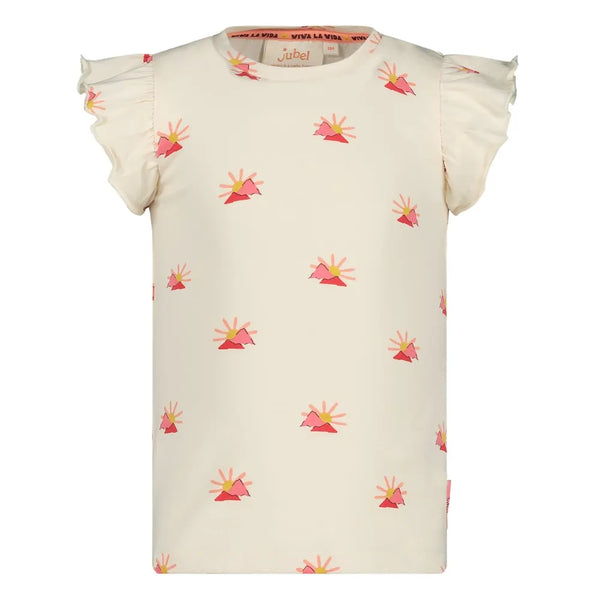 Meisjes T-shirt AOP - Salsa Sunset van Jubel in de kleur Offwhite in maat 128.