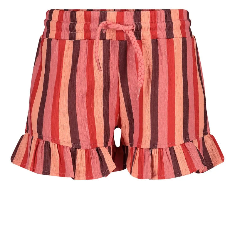 Meisjes Short streep seersucker - Salsa Sunset van Jubel in de kleur Zalm in maat 128.