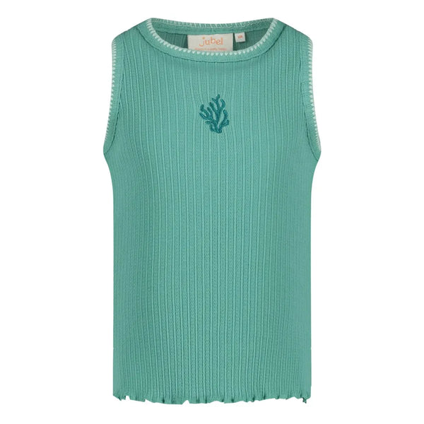 Meisjes Singlet pointelle rib - Lazy Lagoon van Jubel in de kleur Jade Groen in maat 128.