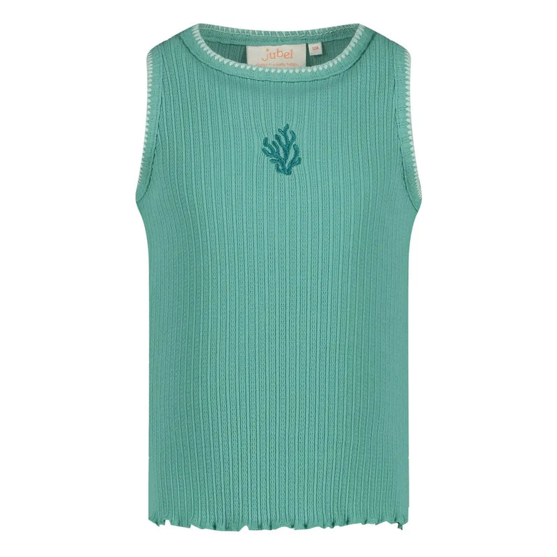 Meisjes Singlet pointelle rib - Lazy Lagoon van Jubel in de kleur Jade Groen in maat 128.