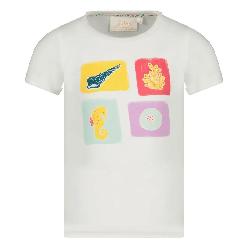 Meisjes T-shirt - Lazy Lagoon van Jubel in de kleur Wit in maat 128.