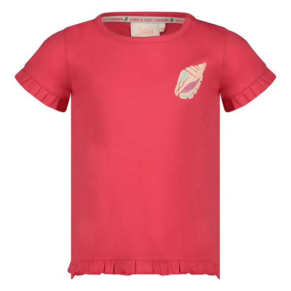 Meisjes T-shirt met backprint - Lazy Lagoon van Jubel in de kleur Fuchsia in maat 128.