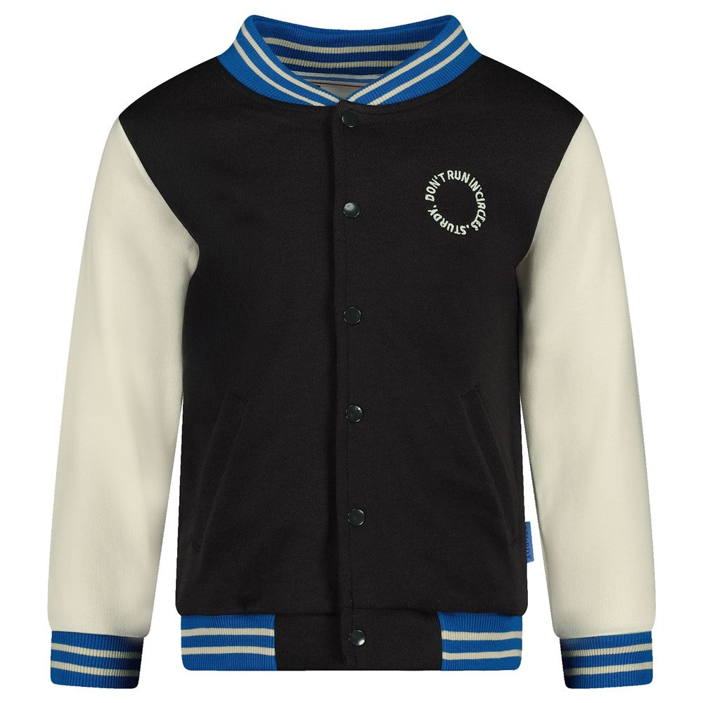 Jongens Sweatvest - Run the Day van Sturdy in de kleur Antraciet in maat 128.