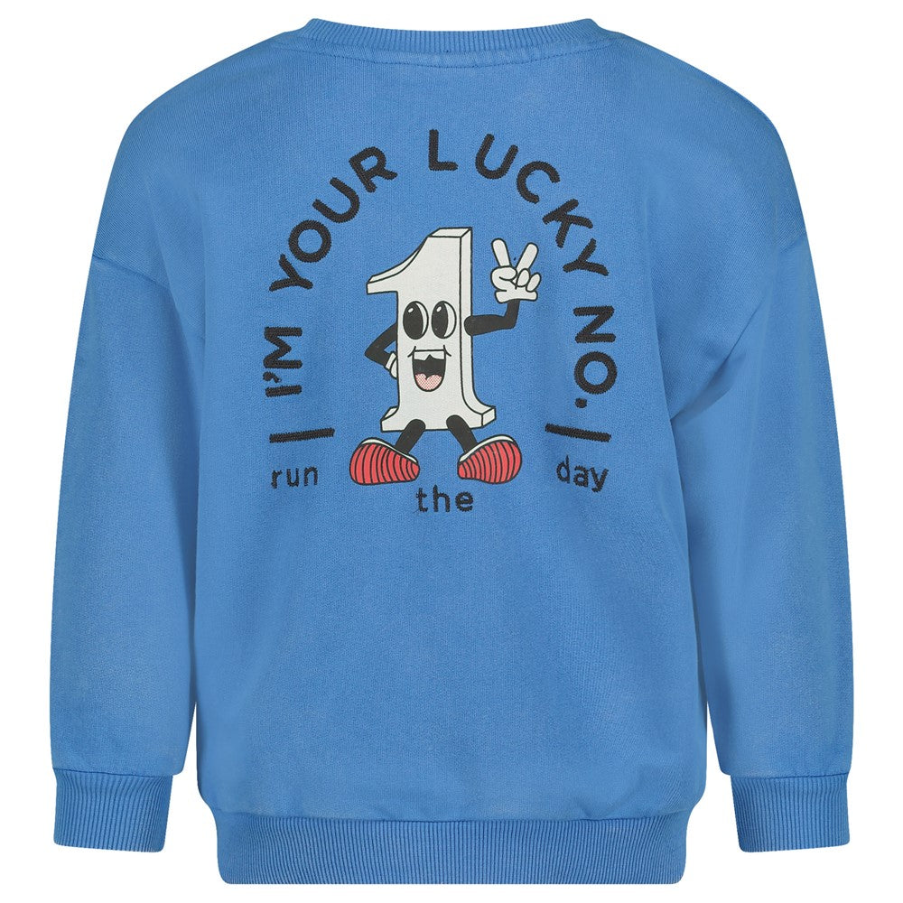 Jongens Sweater oversized - Run the Day van Sturdy in de kleur Blauw in maat 128.